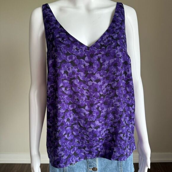 A New Day Women’s Medium Purple Violet Floral C-Neck Tank Top NWT - Picture 3 of 10